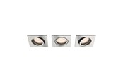 Lampen - Philips DONEGAL recessed downlight, square, 3-pack, brushed steel - 915005424731