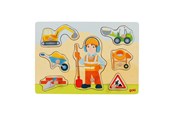 Puzzle - Goki Wooden Stud Puzzle Construction Worker 8 pcs Holz - 57406