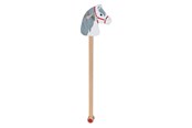 Puppen & Zubehör - Goki Wooden Hobby Horse White with Gray Mane - 53807