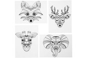 Kunst & Handwerk Ausstattung - Creativ Company - Shrink Film Sheets with Wild Animal Motifs 4 pcs. - 79067