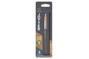 Utensilien zum Schreiben und Zeichnen - Parker Jotter Ballpoint Pen | Grey Lacquer with Gold Trims | Medium Point | Blue Ink Refill - 2213724