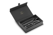 Utensilien zum Schreiben und Zeichnen - Parker IM Duo Pen Gift Set | Fountain Pen Ballpoint Pen & Pen Pouch | Black Lacquer Finish with Chrome Trims | Medium Tip - 2214457