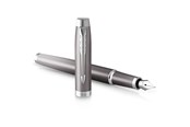 Utensilien zum Schreiben und Zeichnen - Parker IM Writing Rituals Fountain Pen | Grey Finish with Gradient | Chrome Trims | Medium Nib | Blue Ink | Gift Box - 2203895