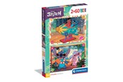 Puzzle - Clementoni Disney Stitch Super Colour Puzzle (2x60) - 24822