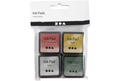 Hobby-Zubehör - Creativ Company - Stamping ink Gold/Lime Green/Christmas Red/Silver 4 pcs. - 285344