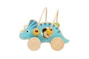Baby Spielzeug - Bigjigs Wooden Push Toy Triceratops with Bead Frame - 36085