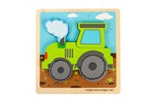 Puzzle - Bigjigs - Wooden Puzzle Tractor with Removable Shapes 5pcs. Holz - 37023