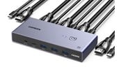 KVM Switches - UGREEN 8K HDMI KVM Switch 4 USB 3.0 Ports (3 USB-A + 1 USB-C) 2 HDMI Cables 2 USB Cables and Controller - 25961-UG