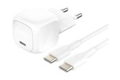 Handys - Adapter und Ladegeräte - Belkin BoostCharge power adapter - compact - 24 pin USB-C - 20 Watt - with USB-C cable (1m) - WCA009KQ1MWH-B6