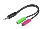 Audio Kabel - Vivanco 1×4 pin plug – 2x 3.5mm 3pin socket 0.1m - 4008928454994
