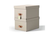 Archivierung und Aufbewahrung - Leitz Puro Aufbewahrungsbox mit Deckel, mittel, 17L, 100% recycelter Karton, 2er-Pack, Beige *DEMO* - 61490012