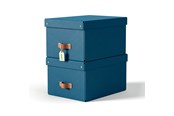 Archivierung und Aufbewahrung - Leitz Puro Aufbewahrungsbox mit Deckel, mittel, 17L, 100% recycelter Karton, 2er-Pack, Dunkelblau - 61490068