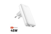 Handys - Adapter und Ladegeräte - FIXED Slim Travel Charger 2x USB-C 45W EU/UK/USA/AUS White - FIXCG45S-2CD-WH