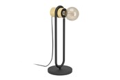 Lampen - EGLO CHIEVELEY TISCH E27 H410 SCHWARZ/NATUR FSC - 43543