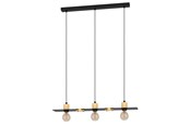 Lampen - EGLO BRAMERTON LANGER TISCH 3L E27 SCHWARZ/HOLZ FSC - 43752