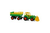 Spielzeugauto - Cavallino Toys - Tractor with Front Loader and Trailer Green - 3008WD01