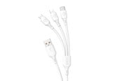 USB Kabel - Dudao USB C / micro USB / Lightning 480Mb/s 6A 1.2m - white - 6973687244606