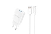 Handys - Adapter und Ladegeräte - Dudao A4EU USB-A 2.1A wall charger - white + USB-A - micro USB cable - 6976625331963