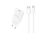 Handys - Adapter und Ladegeräte - Dudao A4EU USB-A 2.1A wall charger - white + USB-A - USB-C cable - 6976625331970