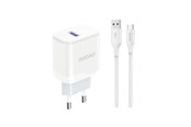 Handys - Adapter und Ladegeräte - Dudao A20EU USB-A 18W wall charger - white + USB-A - USB-C cable - 6976625332007