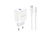 Handys - Adapter und Ladegeräte - Dudao A20EU USB-A 18W network charger - white + USB-A - Lightning cable - 6976625331994