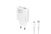 Handys - Adapter und Ladegeräte - Dudao GaN A30EUL 30W USB-A / USB-C Wall Charger + USB-C - Lightning Cable - White - 6976625332816