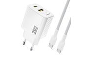 Handys - Adapter und Ladegeräte - Dudao A27 MaxC 35W GaN Wall Charger + USB-C Cable - White - 6977196680269