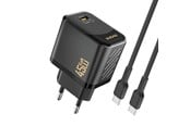 Handys - Adapter und Ladegeräte - Dudao A28C 45W GaN Wall Charger + USB-C Cable - Black - 6976625334278