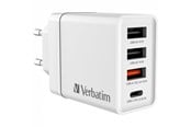 Handys - Adapter und Ladegeräte - Verbatim 30W 4-Port USB Wall Charger - White - 49701