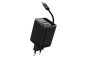 Handys - Adapter und Ladegeräte - Dudao  A67EU GaN 67W Wall Charger with Built-in Retractable USB-C Power Delivery Quick Charge Cable - Black - 6977196682317