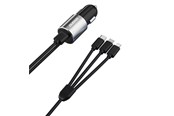 Handys - Adapter und Ladegeräte - Dudao 3in1 USB car charger 3.4 A built-in cable Lightning / USB Type C / micro USB black (R5ProN black) - 6973687241087