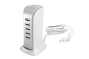 Handys - Adapter und Ladegeräte - Dudao 5x USB charger with built-in EU power cable white (A5EU) - 6977196682638
