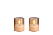 Einrichtung - Moods & More LED glass candle - Hurricane - Champagne - 47x57 mm - 2 pcs - M70-CH047057