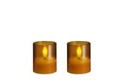 Einrichtung - Moods & More LED glass candle - Hurricane - Honey Mustard - 47x57 mm - 2 pcs - M70-HM047057