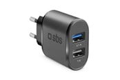 Handys - Adapter und Ladegeräte - SBS 3100 mAh Charger - 2.1A + 1A - Black - TETR2USB31AFAST