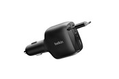 Handys - Adapter und Ladegeräte - Belkin BOOSTCHARGE 75W Car Charger with Retractable USB-C Cable - CCC001HQBK