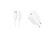 Handys - Adapter und Ladegeräte - Joyroom JR-TCF20 USB-C PD 20W network charger - white + USB-C / Lightning cable 1m - JR-TCF20_CL