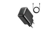 Handys - Adapter und Ladegeräte - Joyroom JR-TCF23 network charger USB-C 25W SFC / PPS / PD - black + USB-C / USB-C cable 1m - JR-TCF23_BB