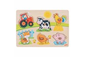 Baby Spielzeug - Goki Wooden Knob Puzzle on the Farm 6 pcs. - 57309