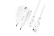 Handys - Adapter und Ladegeräte - Dudao A23TEU 2.4A GaN USB-A wall charger with USB-A cable - USB-C - white - 6976625334001