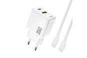 Handys - Adapter und Ladegeräte - Dudao A27MaxCEU PD QC 35W USB-A USB-C wall charger with USB-C cable - white - 6977196682911