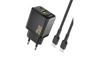 Handys - Adapter und Ladegeräte - Dudao A26TCEU PD QC 25W GaN USB-A USB-C wall charger with USB-C cable - black - 6976625334117
