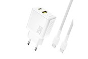 Handys - Adapter und Ladegeräte - Dudao A26TCEU PD QC 25W GaN USB-A USB-C wall charger with USB-C cable - white - 6976625334094