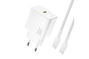 Handys - Adapter und Ladegeräte - Dudao A27PCEU PD 30W GaN USB-C AC Charger with USB-C Cable - White - 6976625334186