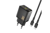 Handys - Adapter und Ladegeräte - Dudao A27TCEU PD 30W GaN USB-A USB-C wall charger with USB-C cable - black - 6976625334230