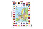 Puzzle - Selecta Play Larsen Map Europe with Flags 70 pcs. Boden - LA-KL1-NL