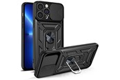 Handys - Cover & Cases - Hurtel Hybrid Armor Camshield Case for iPhone 13 Pro Max Armored Case with Camera Cover Black - 9145576268001