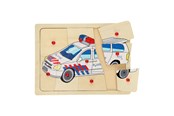 Puzzle - Playwood Wooden Knob Puzzle Police 9 pcs. Holz - RS241-POL