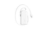 Powerbank (Akku) - Joyroom JR-PR2 35W 10000mAh Power Bank with Retractable USB-C Cable and Built-in Lightning Cable - White Powerbank (Akku) - Weiß - 10000 mAh - JR-PR2 white