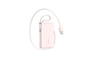 Powerbank (Akku) - Joyroom JR-PR2L 10000mAh 35W Power Bank with Built-in Retractable USB-C Cable and Lightning Lanyard Cable - Pink - 10000 mAh - JR-PR2L pink
